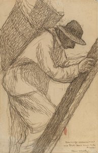 梯子の上の作業員 作： Henri Martin