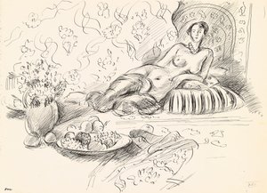 横たわるオダリスク II, c.1927 （紙にペンとインク）