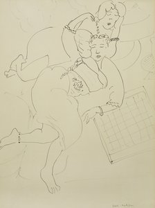 Odalisques with Checkerboard, c.1928 （紙にペンと黒インク）