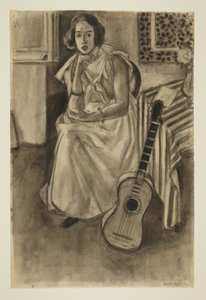 ギターを持った座ったモデル 作： Henri Matisse