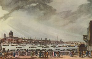 1806 年 1 月 9 日、グリニッジ病院からホワイトホールまでの水路によるネルソン卿の葬列 作： Henri Merke