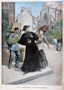 1897年、カトリックの司祭がフランスの路上で女性に刺された 作： Henri Meyer