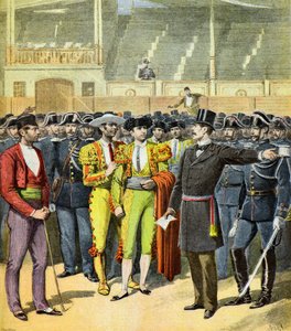 1895年、南フランスで闘牛が禁止される（イラスト）。 作： アンリマイヤー