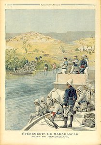 マダガスカルでのイベント：1895年6月30日、Le Petit Journalからのイラスト、Mevatananaの捕獲 作： Henri Meyer