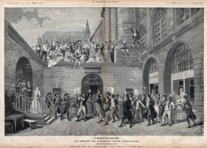 ファビエンヌのスカウトへの出発 - ヴィクトリアン・サルドゥ作「テルミドール」第4幕ラストシーン前 - 1891年の「Le journal illustrious」に掲載されたアンリ・マイヤーによるドローイング 作： Henri Meyer