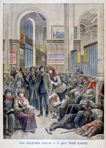 パリ、サンラザール駅でのイタリア移民、1896年 作： Henri Meyer