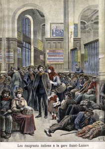 聖ラザロ駅でのイタリア移民（聖ラザロ）-『ペティティ・ジャーナル』1896年3月号にて 作： Henri Meyer