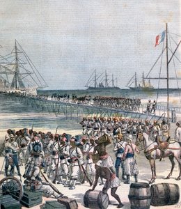 1892年、ベナンのコトヌーの新しい埠頭でのセネガル軍の着陸