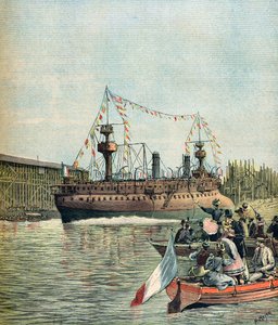 フランス巡洋艦ル・スーシェ進水式 作： アンリマイヤー