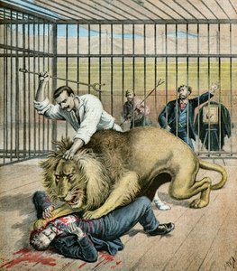 写真を撮られるレオン・エイゼット（イラスト）1895年 作： アンリマイヤー