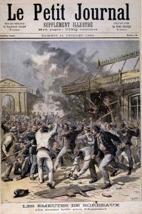 ボルドーの暴動：アキテーヌ広場でキオスクが焼かれた-1891年11月7日付「Le Petite Journal」にて