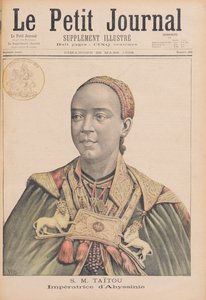 1896年3月29日付「Le Petit Journal」に掲載されたエチオピア皇后タイトゥ・ベトゥル（1851年頃～1918年）の肖像（彩色彫刻 作： Henri Meyer
