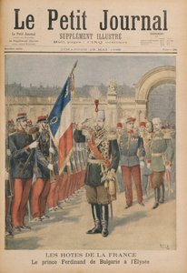エリゼ宮でのブルガリアのフェルディナンド王子（1861-1948）、ルプティジャーナルからのイラスト、1896年5月10日（カラー彫刻） 作： Henri Meyer