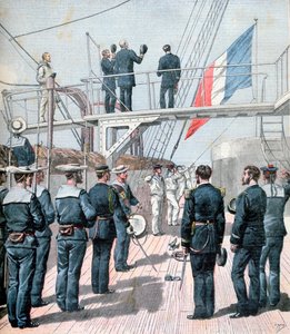 旗に敬礼、フランス海軍の作戦、1891年 作： Henri Meyer