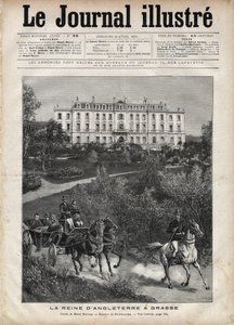 1891年4月、フランスでの英国女王ヴィクトリア。グラースの散歩 - 1891年4月にフランスのグラースを訪れたヴィクトリア女王 - 1891年の「The Illustrous Journal」の表紙 - アンリ・マイヤー（1844-1899）によるドローイング 作： Henri Meyer
