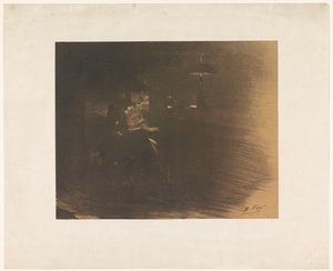 読書する女性のいる暗い部屋 作： Henri Patrice Dillon (signed by artist)
