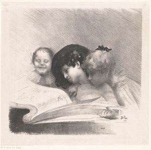 画集を見る3人の女の子 作： Henri Patrice Dillon