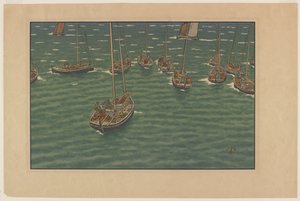 トレブールに停泊するボート、プレート 5、「Le Beau Pays de Bretagne」より 作： Henri Rivière