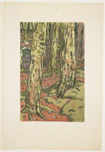 Loguivy の森の中の洗濯物 作： Henri Rivière