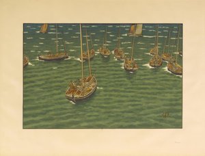 トレブールに停泊中のボート 作： Henri Rivière