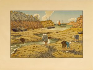 干潮時のロギビー港 作： Henri Rivière
