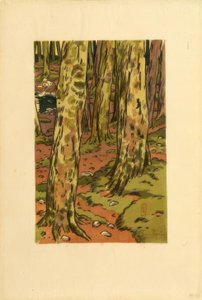 Loguivy の森の中の洗濯物 作： Henri Rivière