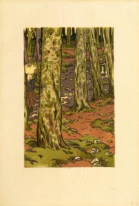 Loguivy の森の中の洗濯物 作： Henri Rivière