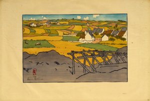テルトル（サン ブリアック）から見たラ シャペルの村 作： Henri Rivière