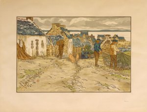 トレブールの通り 作： Henri Rivière