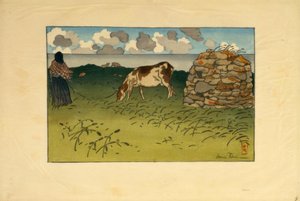 女性と牛、Pointe de la Haye (Saint-Briac)