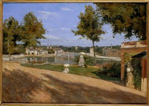 メランのセーヌ河畔のテラス アンリ・ルアール（1833-1912）の絵画 1880年 日0,46x0,65 m パリ、オルセー美術館 作： Henri Rouart