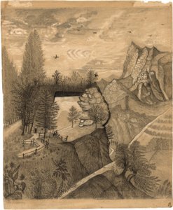 山小屋に登るハイカー 作： Henri Rousseau