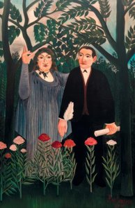 詩人にインスピレーションを与えるミューズ 作： Henri Rousseau