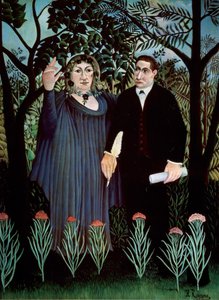 詩人と彼のミューズ。ギヨームアポリネールとマリーローレンシンの肖像、1909年 作： Henri Rousseau