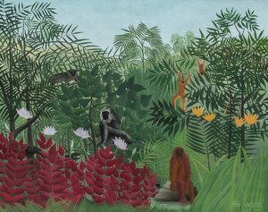 サルと熱帯林。 1910 作： Henri Rousseau