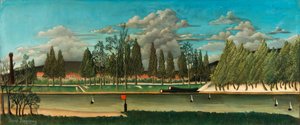 ケ ダニエールの眺め。 運河と木の幹のある風景とも呼ばれます 作： Henri Rousseau