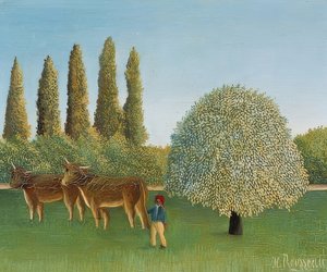 牧草地（牧草地）。 1910 作： Henri Rousseau