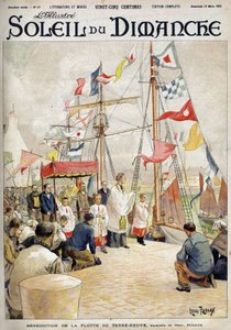 アンリ・ルードゥによるニューファンドランド艦隊の弁明。3月19日付「Le sun-du-dimanche」に掲載されたエングレーヴィング。 作： Henri Rudaux