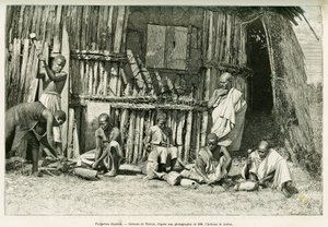 アビシニアンの鍛冶屋。写真をもとにThiriatが描いた「Voyage au Choa」（Abyssinie meridionale）という物語を説明するための版画。 作： Henri Thiriat