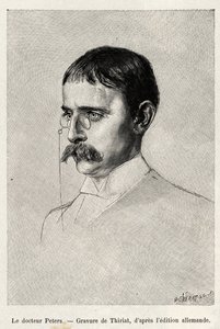 カール・ペータース博士（1856-1918）ドイツの探検家の肖像。ペータース博士（1856-1918）の物語 "Au secours d