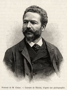 探検家・外交官であり、この物語の著者であるジュール・クレーヌ（1856-1939）の肖像。ジュール・クレーヌ（1856-1939）の物語「マレーシアの一年」を説明するためのティリアットによるエングレーヴィング。 作： Henri Thiriat