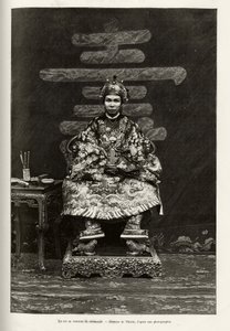 アンナムの皇帝ドンカン王（1864-1889）の肖像。1885年にCharles Edouard Hocquard（1853-1911）が書いた「Trente mois au Tonkin」の挿絵をThiriatが描いたもので、「Le tour du monde, nouveau journal des voyages」に掲載されています。 作： Henri Thiriat