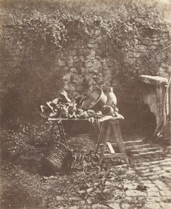 [静物：架台の上の大釜、水差し、野菜]。 作： Henri Victor Regnault