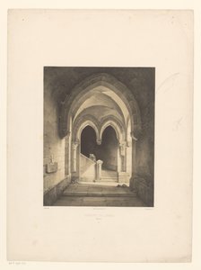 バック グラウンドで 2 人の修道士と修道院の内部 Couvent de Carmes、ルーアン (オブジェクトのタイトル) 作： Henri de Boug d
