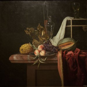 ガラスと果物のある静物、1675年頃 作： Henri de Fromantiou