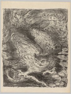 ヴィンテージ！：7つのフクロウと蛇、c。 1900。 作： Henri de Groux