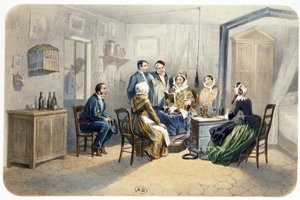 ヴィジル。ド・モントー作「ドアでの読書」（コンシェルジュ・ロッジ） n.d. 19世紀 作： Henri de Montaut