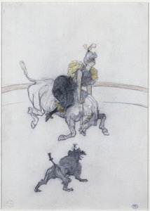 サーカスで：敬礼（Au Circque：Le Salut）1899（紙に鉛筆、チョーク、色付きクレヨン） 作： Henri de Toulouse Lautrec