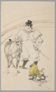 サーカスにて：訓練されたポニーとヒヒ 作： Henri de Toulouse-Lautrec