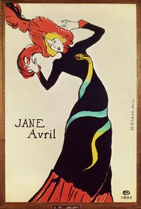ダンサー、ジェーン・アヴリルポスター 作： Henri de Toulouse-Lautrec